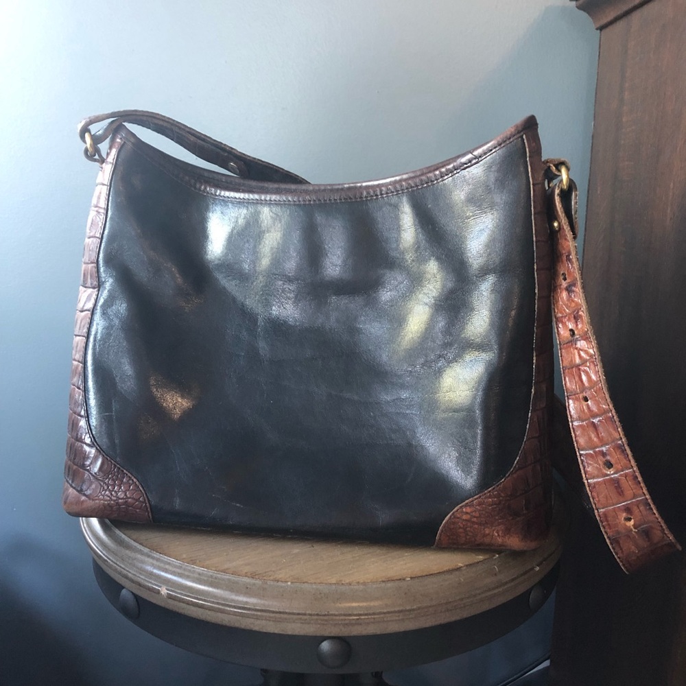 Vintage Brahmin shoulder bag leather two tone